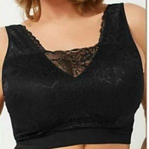 Breezies Lace Seamless Cami Bra in Black - 2X